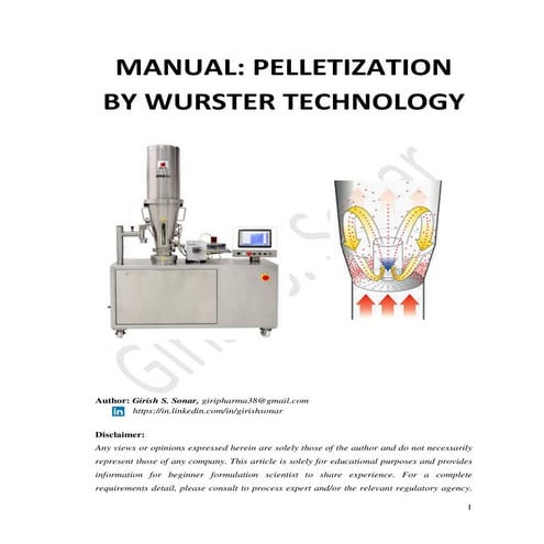 Manual : Pelletization by Wurster Technology