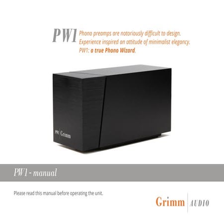 Grimm Audio PW1 Phono Preamplifier Flyer | PDF