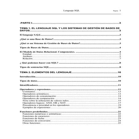 SGDB base de datos sql tablas sql instrucciones dll dml | PDF