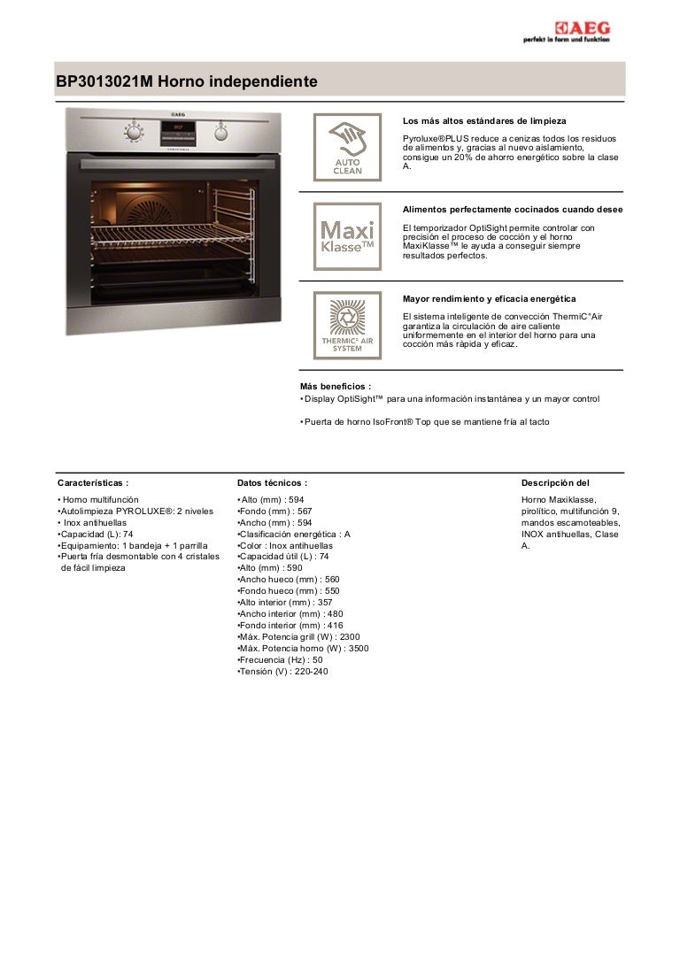Manual aeg horno bp3013021m