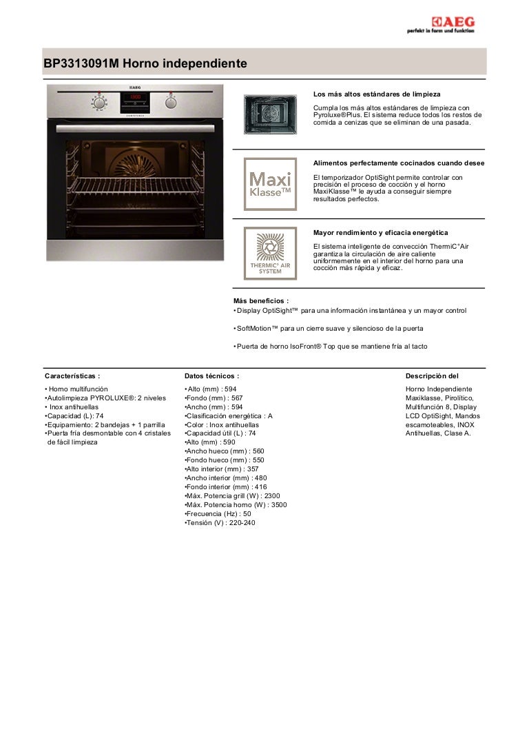 Manual aeg horno bp3313091m