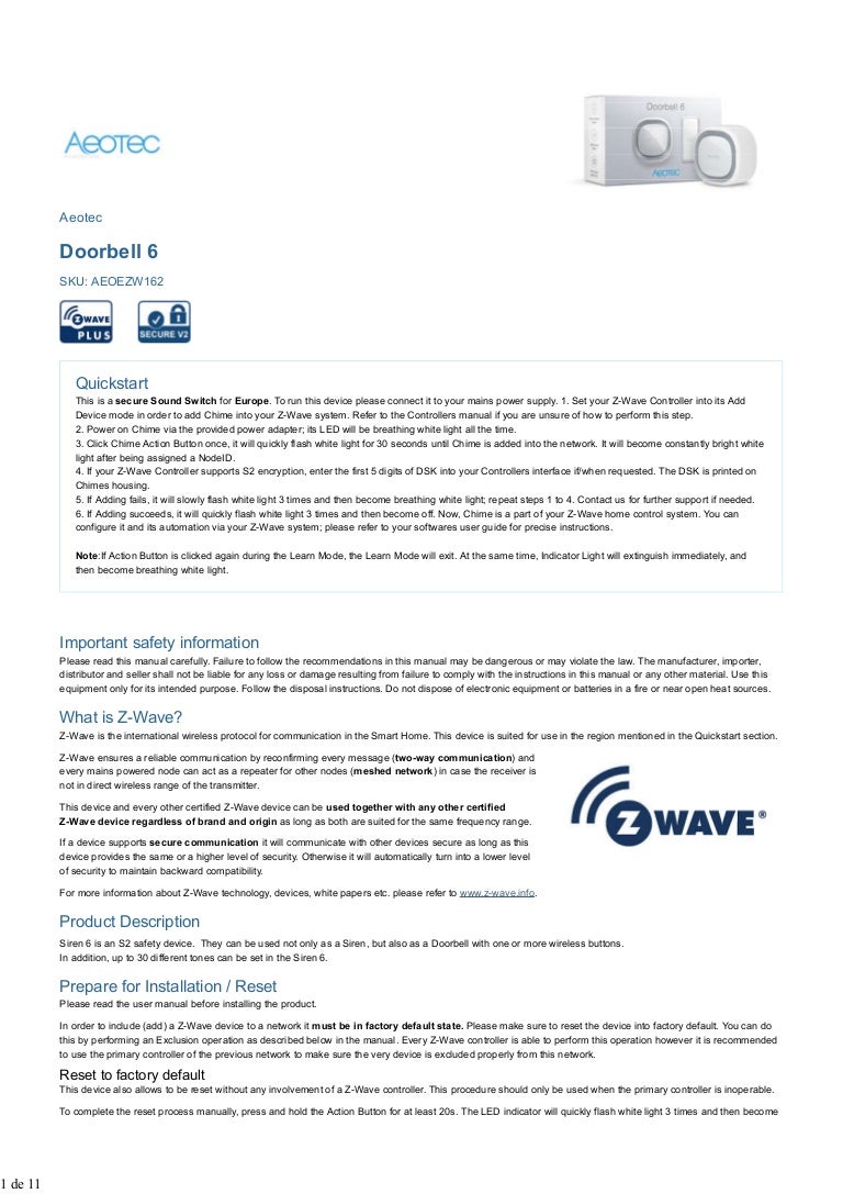 manual aeotec doorbell 6