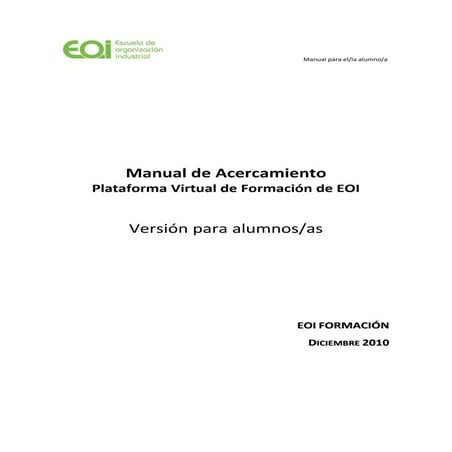 Manual de Acercamiento a la Plataforma Virtual de Formación para el/la alumno/a