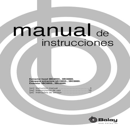 Manual balay   campana 3bc8855g