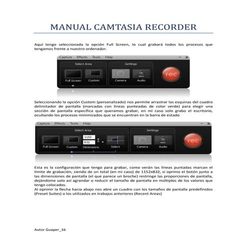 Manual camtasia recorder