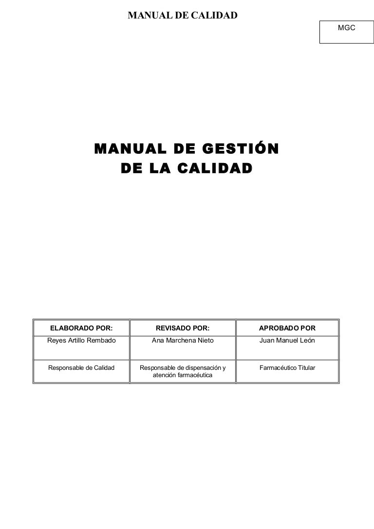 Manual De Calidad Farmacia