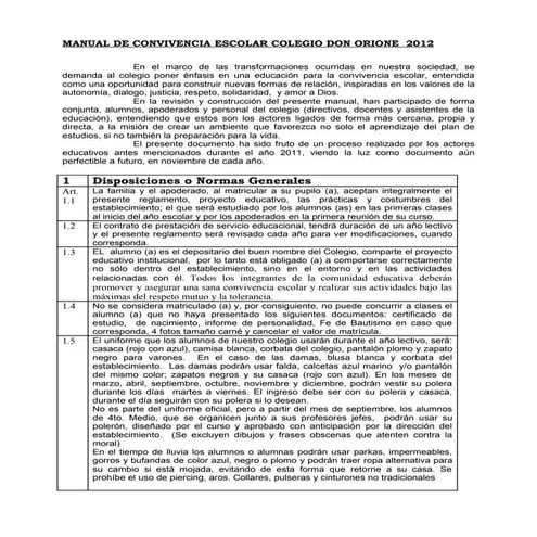 Manual de convivencia escolar 2012