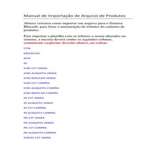 Manual de importação de arquivo de ...