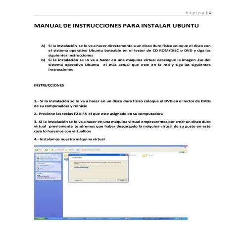 Manual de instrucciones para instalar ubuntu