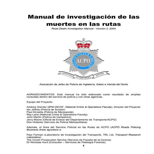 Manual de Investigación de Muertes en Rutas