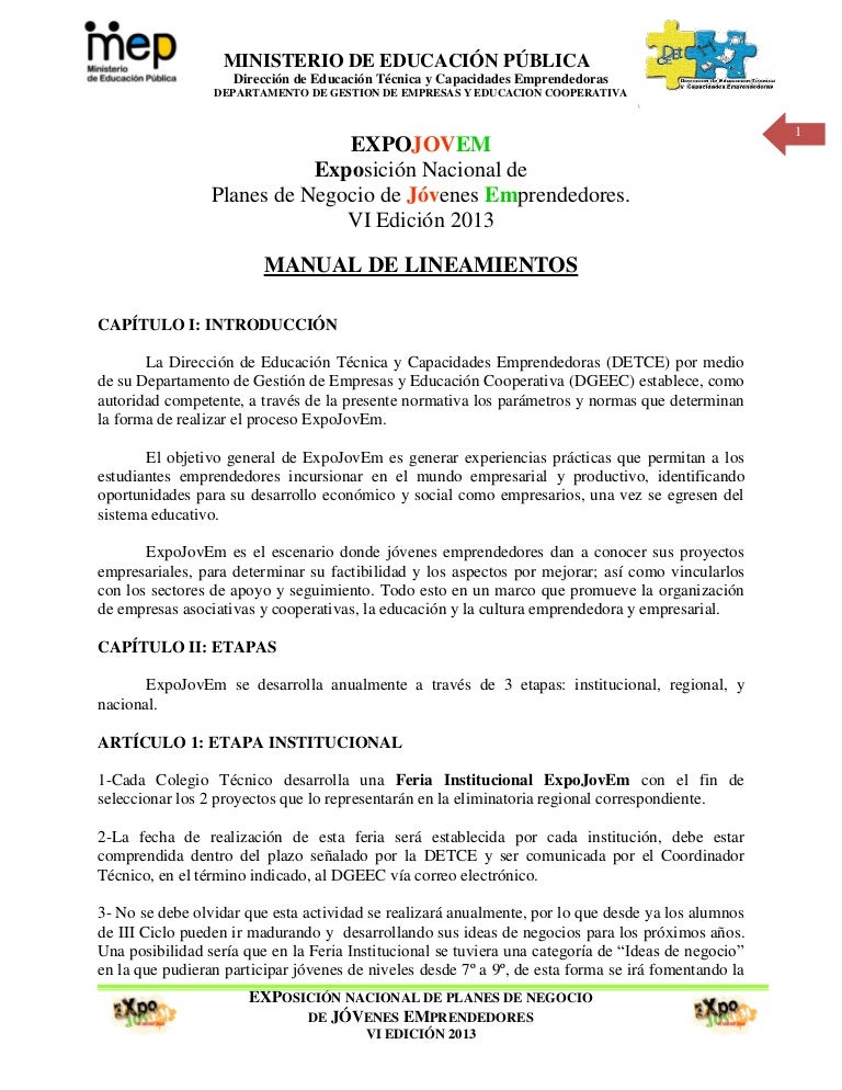 Manual de lineamientos expojovem 2013
