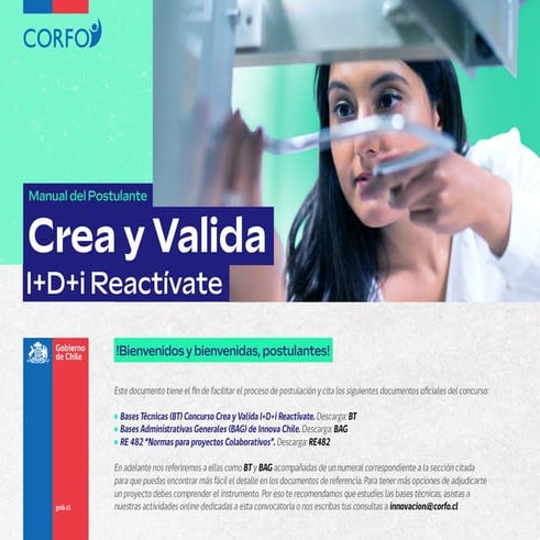 Manual del Postulante para Crea y Valida I+D+i Reactívate: Guía ...