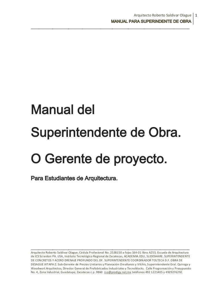 Manual del superintendente de obra.