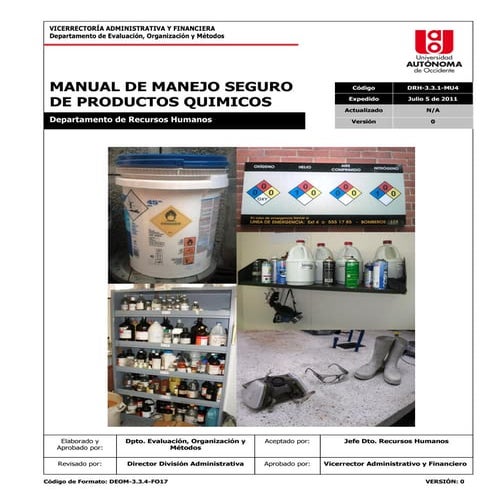 Manual de manejo seguro de productos quimicos.
