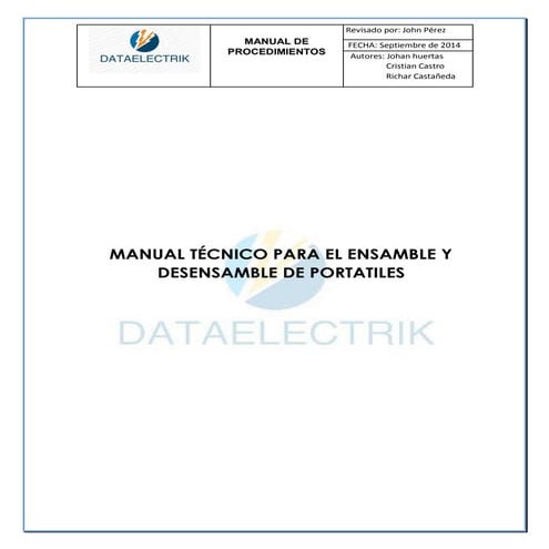 Manual de mantenimiento. laptop.