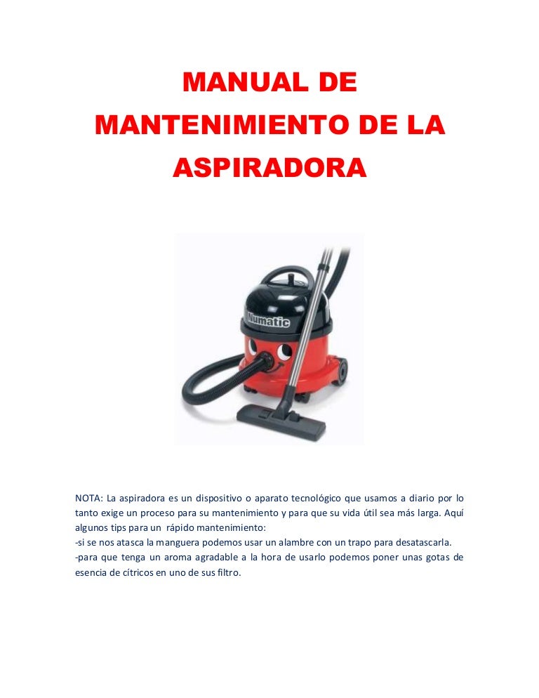 Manual de mantenimiento de la aspiradora