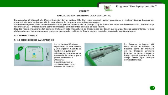 Manual de mantenimiento de la laptop – xo