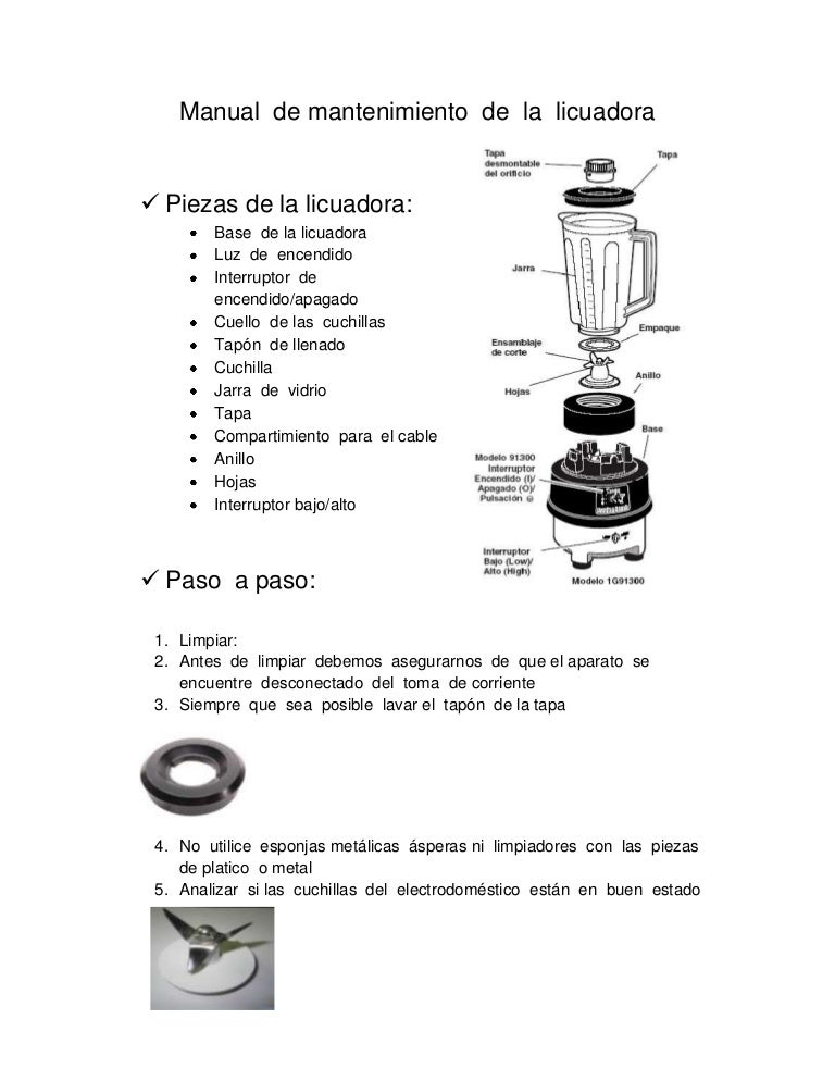 Manual de mantenimiento de la licuadora Manual de mantenimiento de la licuadora