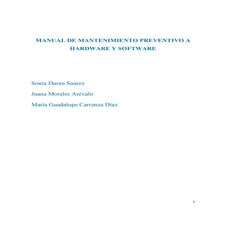Manual de Mantenimiento Preventivo a Hardware y Software | PDF