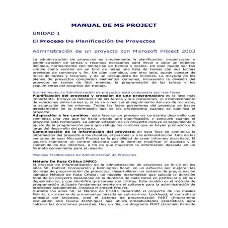 Manual de ms project 2003 | PDF