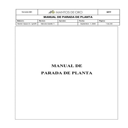 PARADA DE PLANTA CONCENTRADORA | PPTX