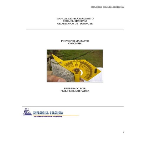 MANUAL DE PROCEDIMIENTO PARA EL REGISTRO PARA EL REGISTRO GEOTECNICO DE SONDAJES