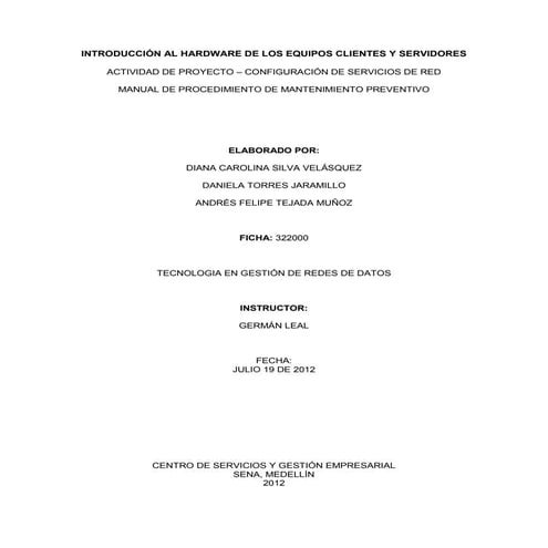 Manual de procedimiento de mantenimiento preventivo