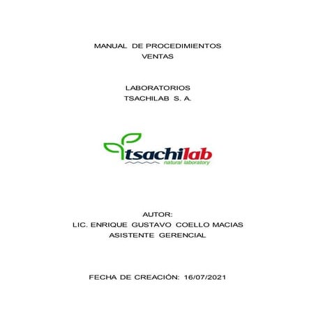 Manual de procedimientos ventas