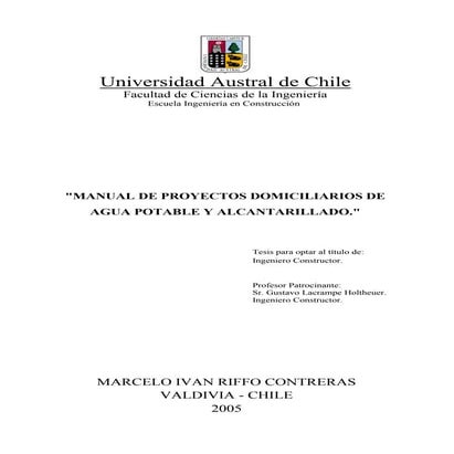 Manual de proyectos domiciliarios de  agua potable y alcantarillado