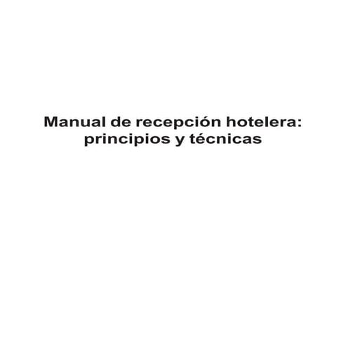Manual de recepción hotelera