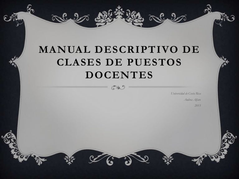 Manual Descriptivo de Clases de Puestos Docentes