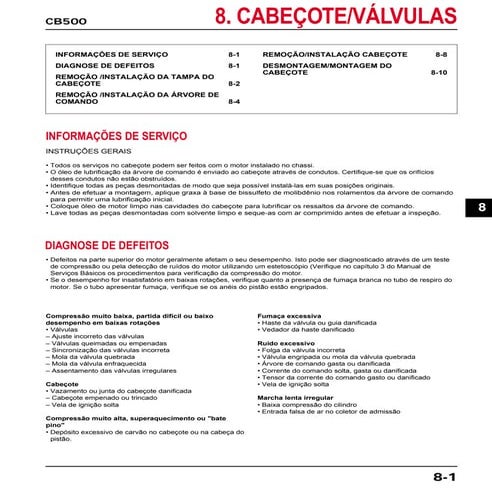 Manual de serviço cb500 cabecote
