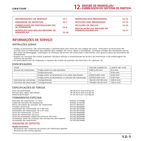 Manual de serviço cbx750 f manivela
