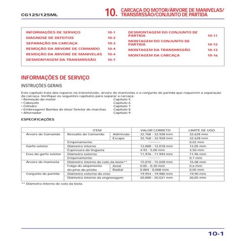 Manual de serviço cg125 cg125 ml (1983) manivela