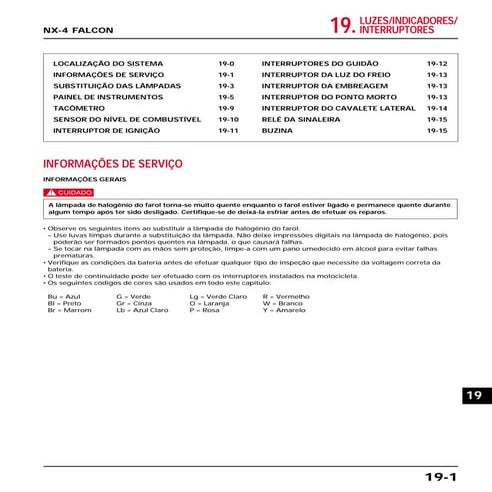 Manual de serviço ms nx 4 falcon - 00 x6b-mcg-002 luzes