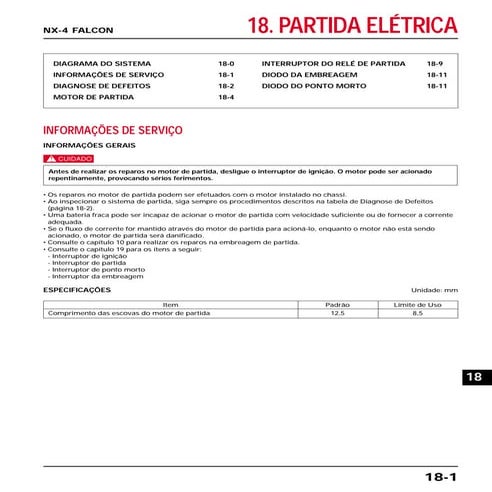 Manual de serviço ms nx 4 falcon - 00 x6b-mcg-002 partida