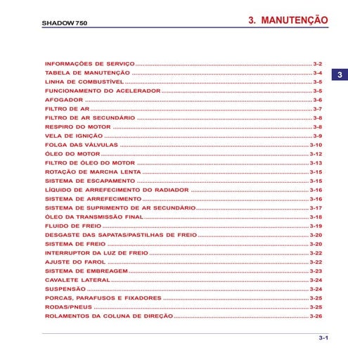 Manual de serviço shadow 750   00 x6b-meg-001 manutencao