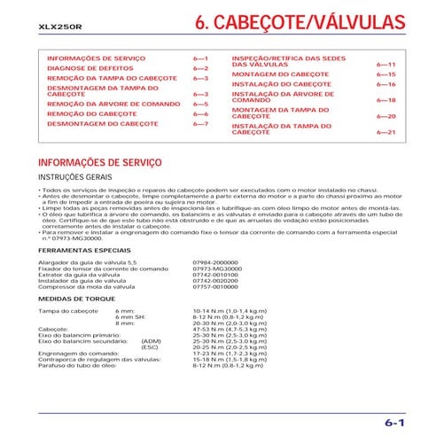 Manual de serviço xlx250 r (1984)   mskb7841p cabecote