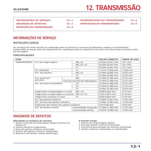Manual de serviço xlx250 r (1984)   mskb7841p transmis