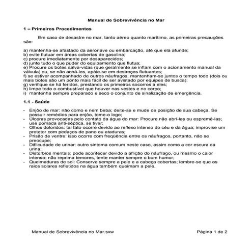 Manual de Sobrevivência no Mar