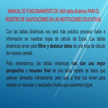 Manual de una tabla dinamica d excel