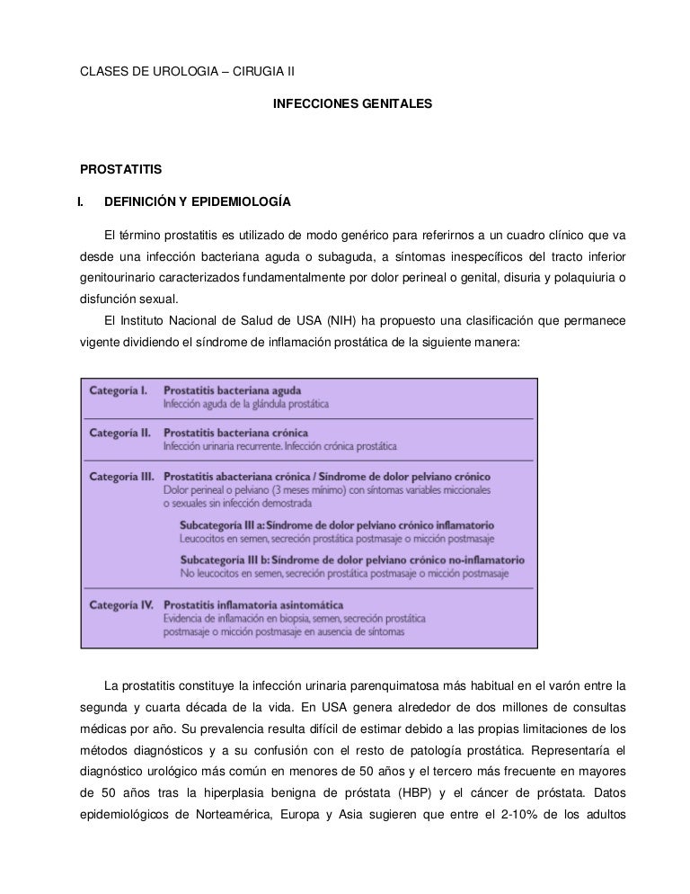 prostatitis causada por inflamación de la cirugía de colon