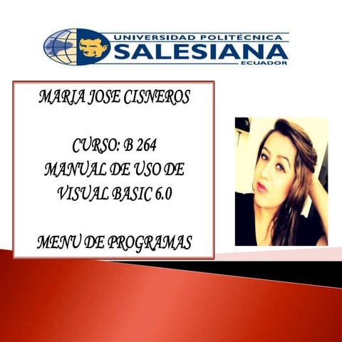MENU DE PROGRAMACION EN VISUAL BASIC | PPTX