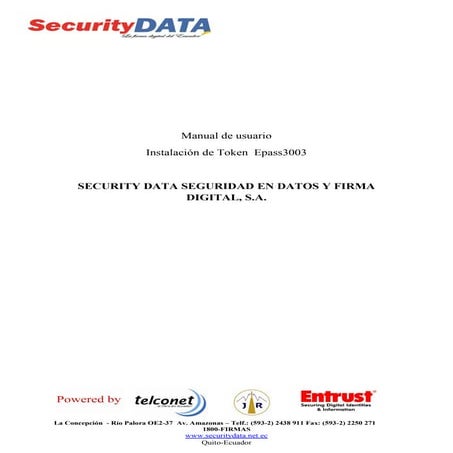 Manual de usuario:  Instalación de  epass3003
