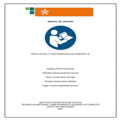 Manual de usuario instalación y configuración de windows 10 inac grupo #5