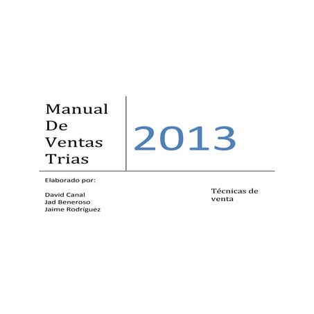 Trabajo Técnicas de venta:Manual de ventas trias completo