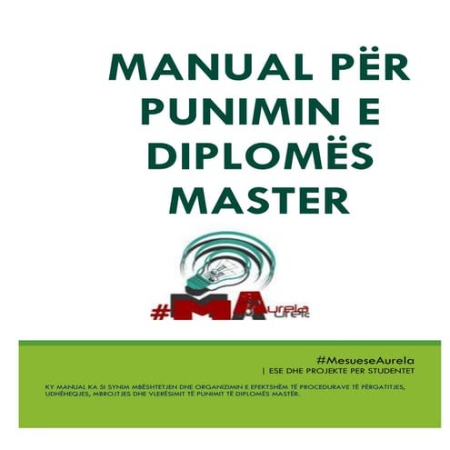 MANUAL PËR PUNIMIN E DIPLOMËS MASTER | PDF