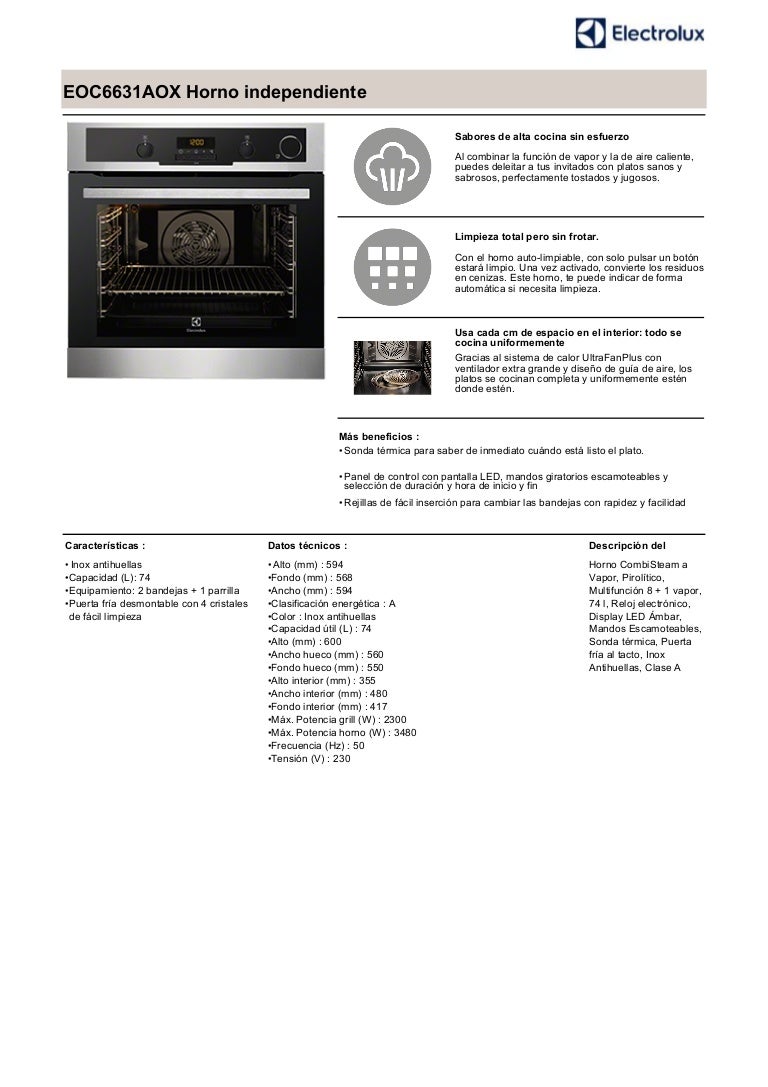 Manual electrolux horno eoc6631aox