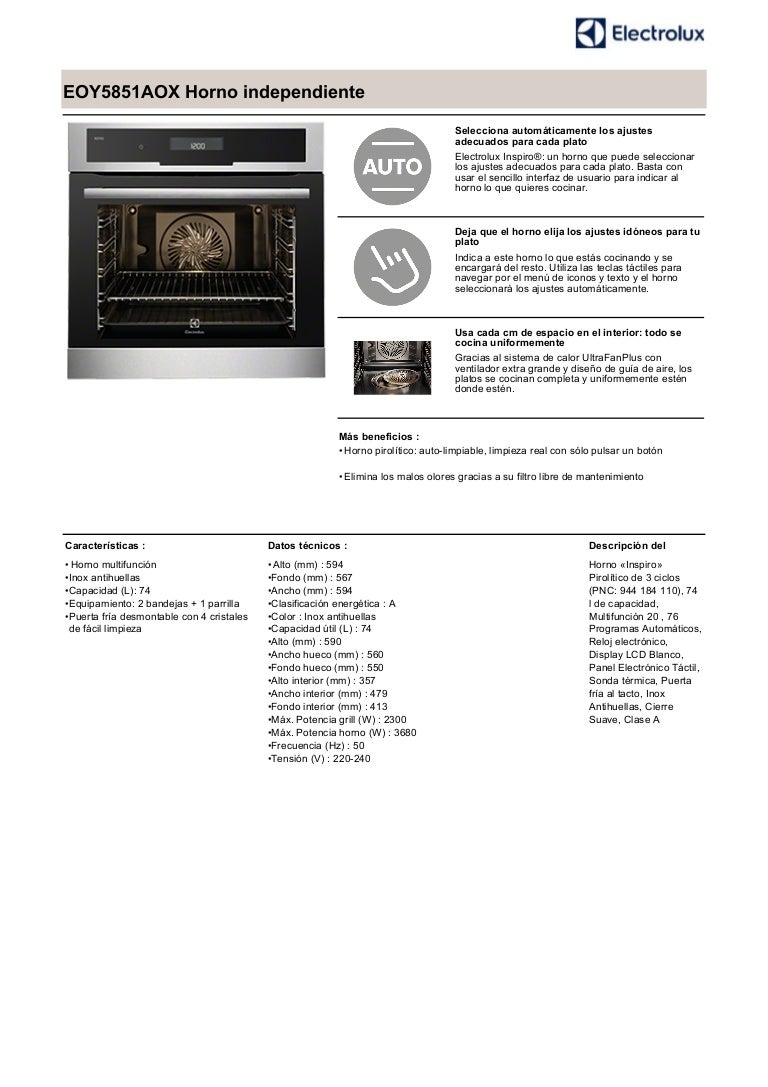 Manual electrolux horno eoy5851aox