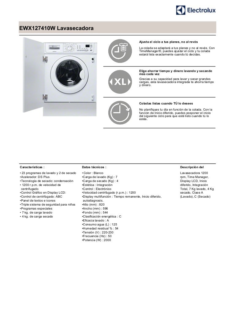 Manual electrolux lavadora ewx127410w